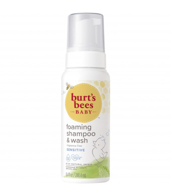 Burt's Bees Baby Sensitive Foaming Shampoo and Wash, Fragrance Free, Tear Free, 8.4 Fluid Ounces