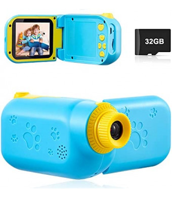 Kids-Camcorder Digital Video Camera Children-DV - Christmas Birthday Gifts for Age 3 4 5 6 7 8 9 , Kids Portable Sport DV for Toddler Toy with 32GB SD Card & 2.4" Screen-Blue