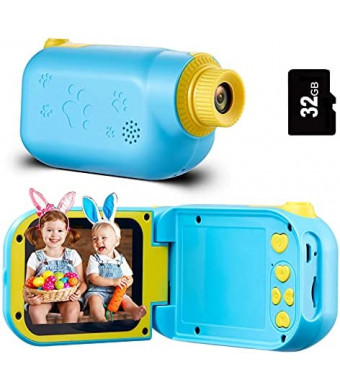 Engpure Kids Camera, Kids Video Camcorder 1080P 2.4 inch IPS Screen Camera Toys for 3-10 Years HD Children Videos Recorder for Boys Girls Toys, with 32GB Micro SD Card (Blue)