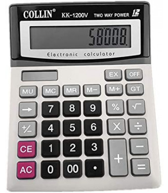 Desk Calculator, 12-Digit Solar Battery Office Calculator with Large LCD Display Big Sensitive Button, Dual Power Desktop Calculators