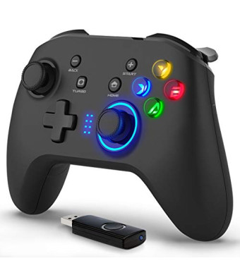 Forty4 Wireless Gaming Controller, Game Controller for PC Windows 7/8/10/11, PS3, Switch, Dual-Vibration Joystick Gamepad for Computer