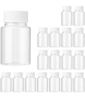 Lamoutor 30Pcs Clear Pill Bottle Plastic Medicine Bottle Empty Reagent Bottle Chemical Containers with Caps for Liquid Solid Powder Medicine 30ML
