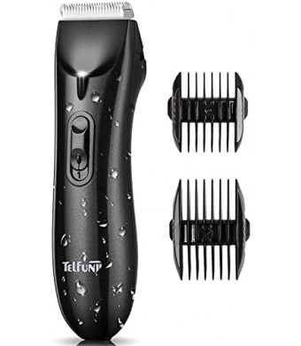 Telfun Body Trimmer for Men, Electric Groin Hair Trimmer, Replaceable Ceramic Blade Heads, Waterproof Wet/Dry Clippers, Rechargeable Built-in Battery, Ultimate Male Hygiene Razor, Great Gifts for Dad