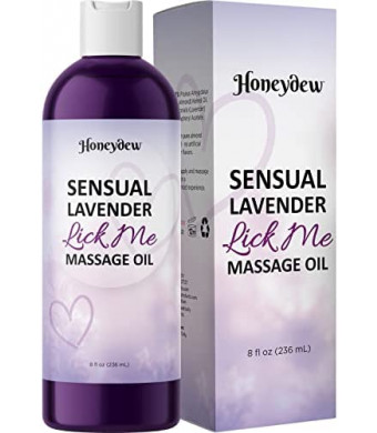 Lavender Sensual Massage Oil for Couples - Relaxing Couples Massage Oil with Sweet Almond Oil and Lavender Essential Oil - Highly Absorbent Non Greasy and High Glide Body Oil for Men and Women