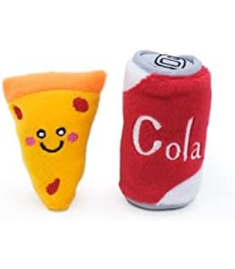 ZippyClaws NomNomz - Pizza & Cola Catnip Toy, Cute Cat Toys for Kittens & Indoor Cats, Funny Plush Cat Toy Gifts, Small Novelty Kitty Toys for Bored Cats