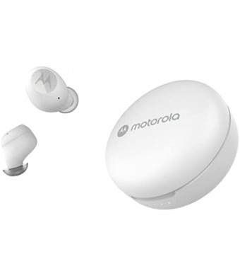 Motorola MOTO BUDS 250 - True Wireless Bluetooth Earbuds with Microphone and Wireless Charging Case - IPX5 Water Resistant, Smart Touch-Control, Lightweight Comfort-Fit, Clear Sound, Deep Bass - White