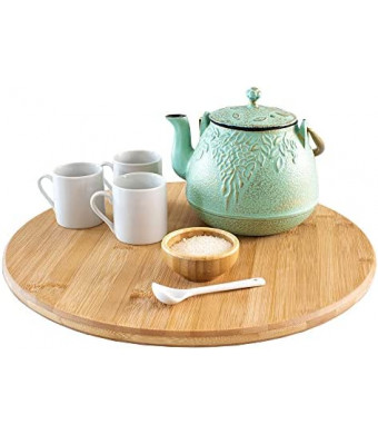 TB Home 14” Bamboo Lazy Susan Organizer for Kitchen, Turntable for Cabinet, Table or Pantry