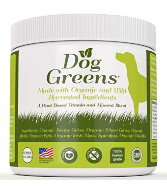 Dog Greens- Organic and Wild Harvested Vitamin and Mineral Supplement for Dogs - Add to Home Made Dog Food, RAW Food or Kibble