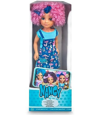 Nancy Curly Power Fashion Doll with Pink Hair, 16" Doll