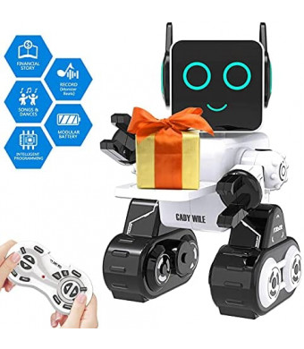 Robot Toy for Kids, Smart RC Robots for Kids with Touch and Sound Control Robotics Intelligent Programmable, Robot Toy with Walking Dancing Singing Talking Transfering Items for Boys Girls (White)