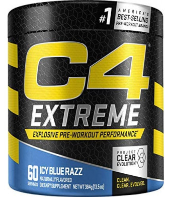 C4 Extreme Pre Workout Powder Icy Blue Razz | Preworkout Energy Supplement for Men & Women | 200mg Caffeine + Beta Alanine + Creatine | 60 Servings