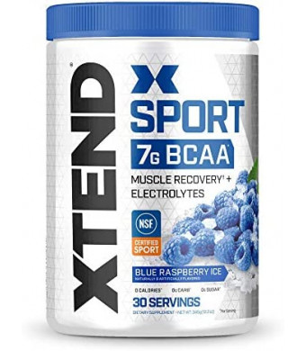 XTEND Sport BCAA Powder Blue Raspberry Ice - Electrolyte Powder for Recovery & Hydration with Amino Acids - 30 Servings