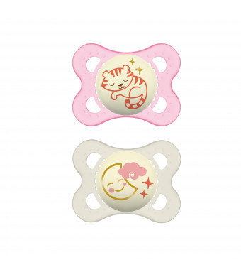 MAM Night Pacifier, 0-6 Months, Girl, 2 Pack