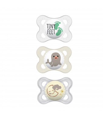 MAM Day & Night Pacifier, 0-6 Months, Unisex, 3 pack (Styles May Vary)