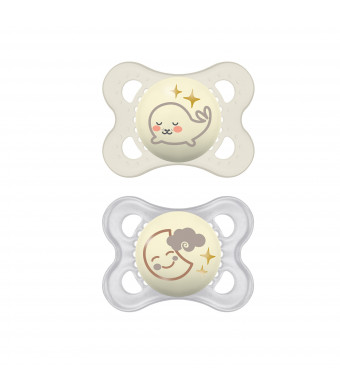 MAM Night Pacifier, 0-6 Months, colors may vary, 2 Pack