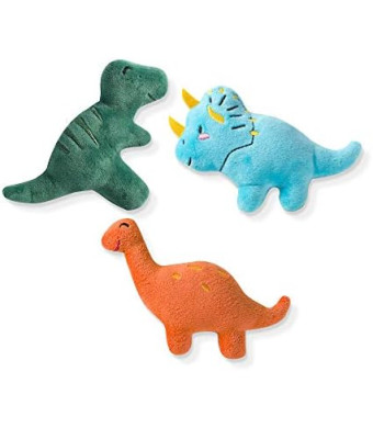 Fringe Studio Mini Plush Pet Toy Set with Squeaker, Having A Dinomite Time (289427), Multicolor