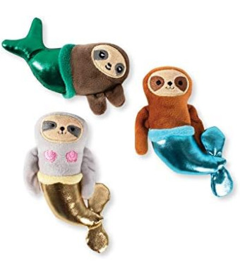 Fringe Studio Squeaker Pet Toy Set, Set of 3, Sloth Mermaids (289438), Multicolor