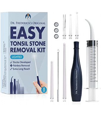 Dr. Frederick’s Original Easy Tonsil Stone Remover Kit - Fast Painless Tonsillolith Removal Tool - Fight Bad Breath - Pick and Oral Irrigator - 8 Pieces