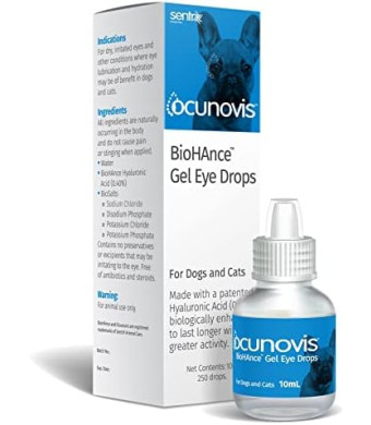 Sentrx Ocunovis Gel Eye Drops for Dogs & Cats, Eye Lube for Dogs Allergy Relief Lubricant, Dogs with Dry Eyes, Artificial Tears, 10 ml