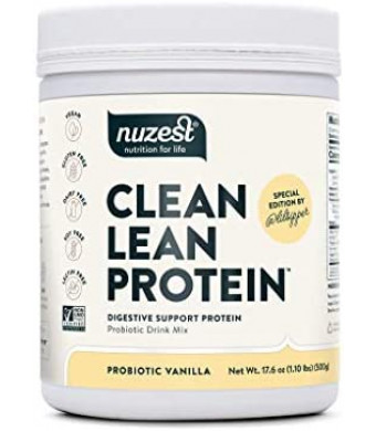 Probiotic Vanilla Clean Lean Protein by Nuzest - Digestive Support, Pea Protein Powder with Added Probiotics, Vegan Protein Powder, Gut Health, Non-GMO, 20 Servings, 1.1 lb