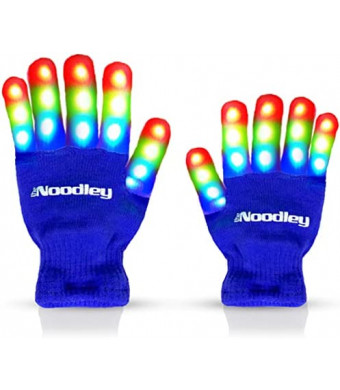 The Noodley Kids Toys for Boys LED Light Up Gloves Sensory Toy for Autistic Children Cosplay Halloween Costume Stocking Stuffers Ages 4 5 6 7 (Small, Blue)