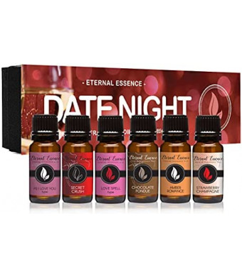 Date Night - Gift Set of 6 Premium Fragrance Oils - PS I Love You, Amber Romance, Secret Crush, Chocolate Fondue, Strawberry Champagne, and Love Spell - 10ML