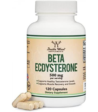 Beta Ecdysterone Supplement - 500mg Per Serving (120 Capsules, 60 Servings) Powerful Plant Anabolic to Support Healthy Testosterone Levels (Manufactured and Tested in The USA) by Double Wood