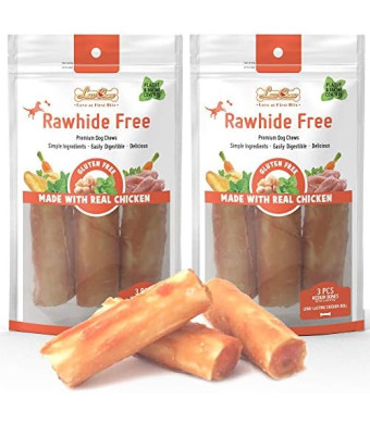 Premium Dog Chew Treats Chicken Retriever Rolls for Large Dogs, Rawhide Free, Grain Free, Highly Digestible,Large 7" 2pcs/Pack x 2pack