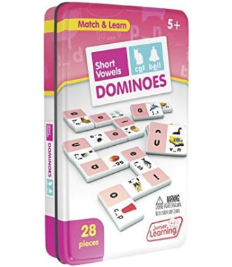 Junior Learning Short Vowel Dominoes Educational Action Games, Multi (JL493)