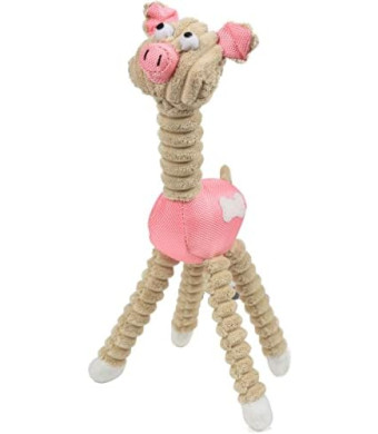 Pet Life 'Giraffe Pig' All Natural Recyclable Jute Rope and Squeak Chew Pet Dog Toy