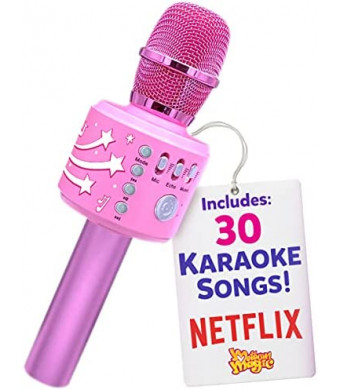 Move2Play Bluetooth Karaoke Microphone & MP3 Player - 30 Famous Song, Gift for Boys and Girls Age 3 4 5 6 7 8 Years Olds, All Pink