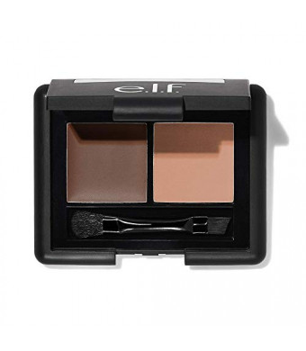 e.l.f, Eyebrow Kit, Brow Powder and Wax Duo, Long Lasting, Defines, Shapes, Fills, Contours, Dark, Fuller, Thicker, More Defined Brows, Brush Included, 0.13 Oz