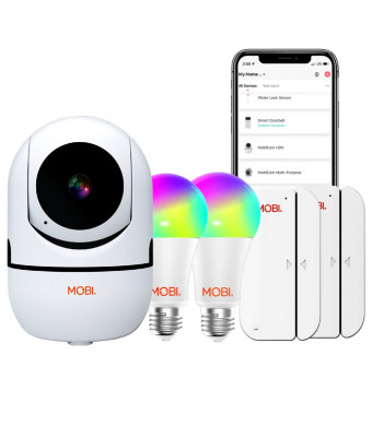 MOBI Smart Nursery Automation Kit, Smart LED Light Bulb, Smart Door & Window Sensor, Smart HD WiFi Camera