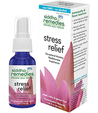 Siddha Remedies Stress Relief Homeopathic Oral Spray for Worry, Irritability & Restlessness | 100% Natural Homeopathic Medicine Remedy with Flower Essences for Relaxing & Calming The Mind