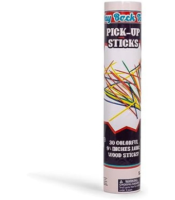 Way Back Toys Pick Up Sticks, 30 Colorful Wooden Sticks and Easy to Carry Container, Game of Steady Hands and Skill, Novelty Family Fun Game for Ages 5 and up