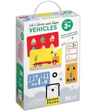 Let’s Write and Wipe Preschool Learning Activities - Vehicles - 56 Pages of Creative Tasks on Dry-Erase Cards with Marker Promote Early Learning Basics and Motor Skills, for kids ages 3 - 5 years