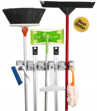 ?Best Seller? Best Broom Holder? - Efficient Mop and Broom Hanger - Extra Strong, Easy, Neat and Nifty Wall-Mounted Storage and Organizer - Elegant S