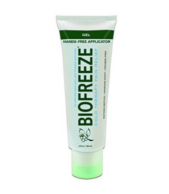 Bio Freeze Biofreeze Pain Reliever Gel, 4 Ounce Tube with Hands Free Applicator Tip, Original Green Formula