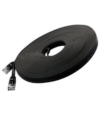 CableMaster Corporation Cat 6 Ethernet Cable Black 100ft (At a Cat5e Price but Higher Bandwidth) Flat Internet Network Cab