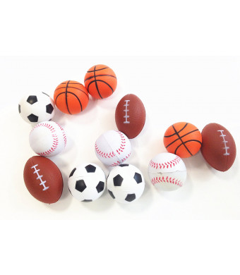 Dazzling Toys Set of 24 Sports Balls for Kids - Soccer Ball, Basketball, Football, Tennis Ball (2 Dozen)