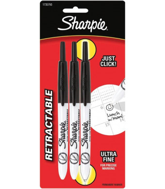 Sanford Sharpie Ultra Fine Tip Permanent Retractable Markers - Black - 3-Pack