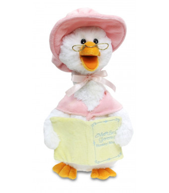 Cuddle Barn Mother Goose Animated Talking Musical Plush Toy, 14” Super Soft Cuddly Stuffed Animal Moves and Talks, Captivates Listeners by Reading 7 Classic Nursery Rhymes – Pink