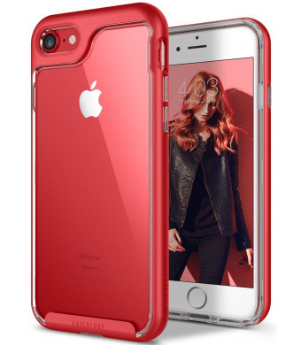 Caseology [Skyfall Series] Case for iPhone 7 / iPhone 8 - Slim Design Clear Transparent Protective Scratch Resistant Air Space Cushion Cover - (Red)