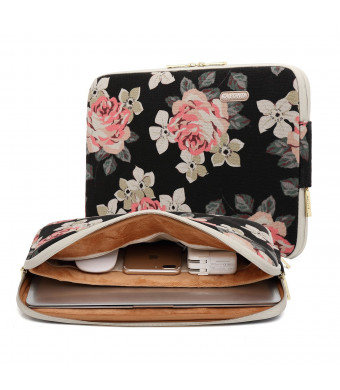 KAYOND Rose Pattern 13 inch Canvas laptop sleeve with pocket 13 inch 13.3 inch laptop case macbook air 13 case macbook pro 13 sleeve