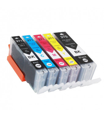 5 Pack Replacement PGI-270XL CLI-271XL Ink Cartridges High Yield Compatible Use for Canon Pixma MG5720 MG5721 MG5722 MG6820 MG6821 MG6822 MG7720 Printer