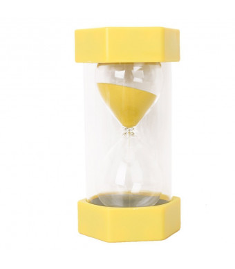 VEOLEY Large Security sandglass/20 hourglass/sand clock/large hourglass/20 minute timer/20 minute hourglass timer for Kids Tooth Brushing/Teacher/Classroom/kitchen 3.5 x 3.2 x 6.4 inches - Yellow