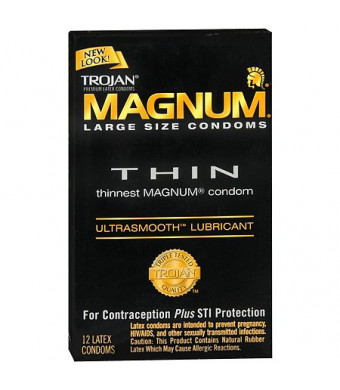 Trojan Magnum Lubricated Latex Condoms, Thin Large