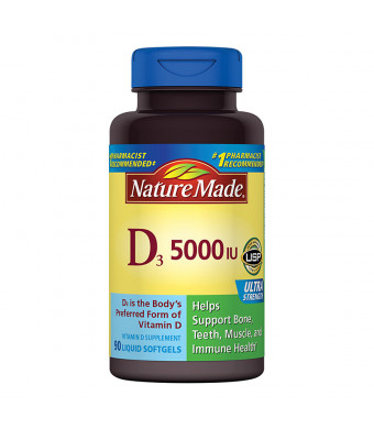 Nature Made Vitamin D3 5000 IU Dietary Supplement Liquid Softgels