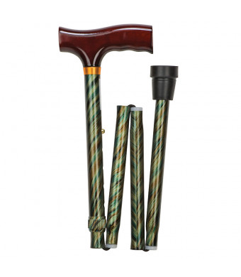 Mabis Lightweight Adjustable Designer Cane, Derby Top Cyclone Green