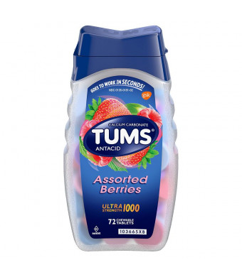 Tums Strength 1000 Antacid with Calcium Chewable Tablets Assorted Berries